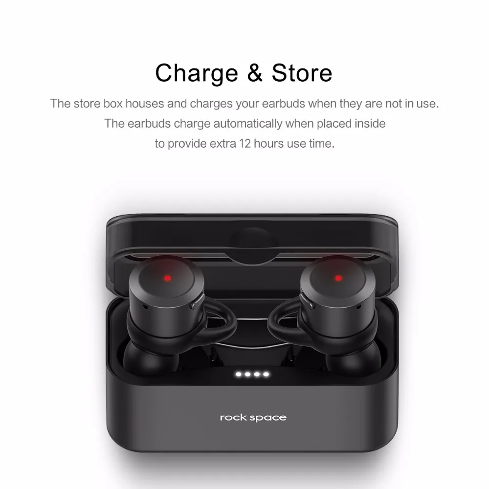 ROCKSPACE True Wireless Stereo Updated Earphones Sweatproof Long Tima Playing Headset With Super Quality Sound  For iPhone Phone