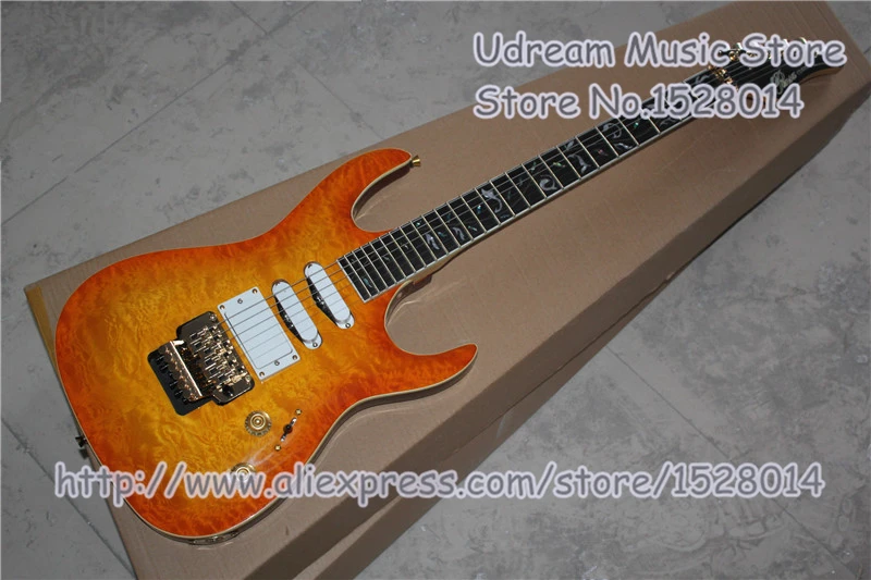 

Custom Shop Sunburst Quilted Finish Suneye Custom Electric Guitar With Gold Hardware & Tree of Life Inlay For Sale