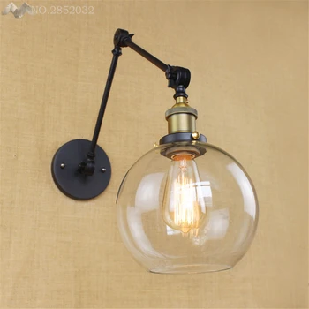 

American LED Wall Light Simple Retro Aisle Lamp Bedroom Lounge Bar Coffee Shop Corridor Lamps Iron Long Arm Wall Lamp