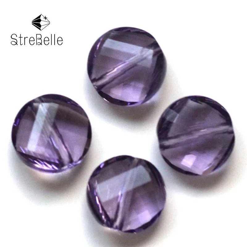 

High quality glass crystal beads twisted button gridding 10mm jewelry findings and parts40faces