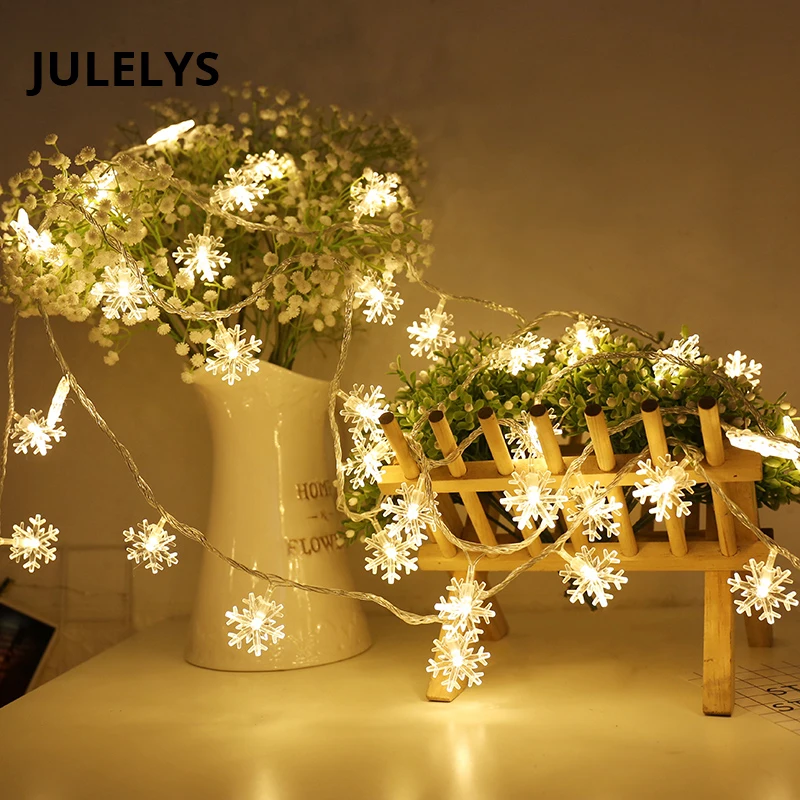 

JULELYS 10M 100 Bulbs Fairy Lights LED Snow String Lights Gerlyanda Christmas Decorations For Holiday Wedding Party Room Garland