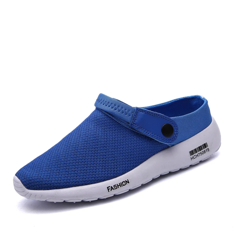 FONIRRA легкие сетчатые мужские летние туфли сандалии пляжные сланцы человек снаружи большой размер обувь дышащая обувь на плоской подошве для мужчин 500 - Цвет: Blue