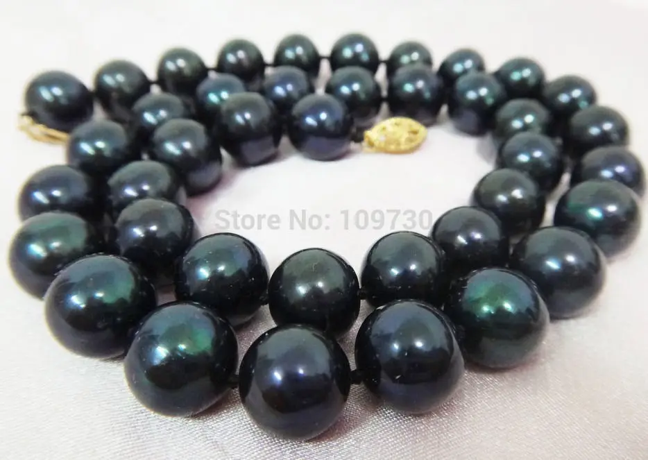 

Jewelr 003636 18"11-12MM NATURAL TAHITIAN GENUINE DARK BLACK PERFECT AAA PEARL NECKLACE 14KGP
