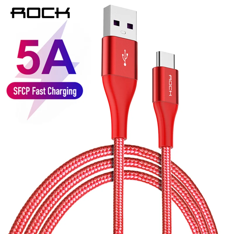 

ROCK 5A Type C Fast Charging usb Cable Type-c data Cord For Samsung xiaomi Quick Charge Cable for huawei Supercharge SFCP