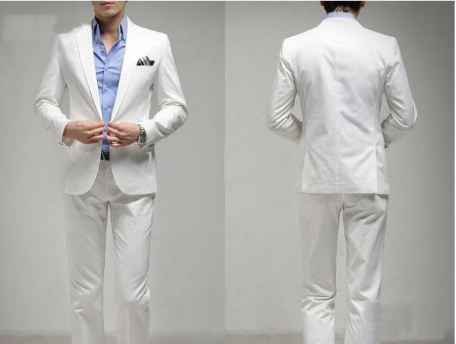 Free shipping Custom suit white groom Dress suit(jacket and trousers)