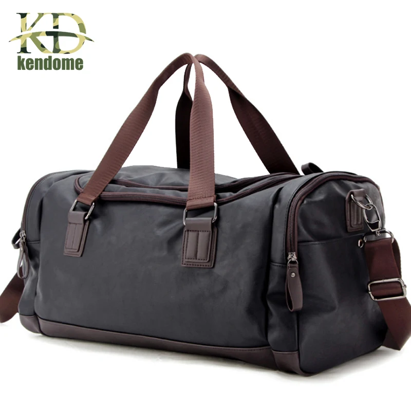 Hot Men Large PU Leather Sports Gym Bag Fitness Training Yoga Bags