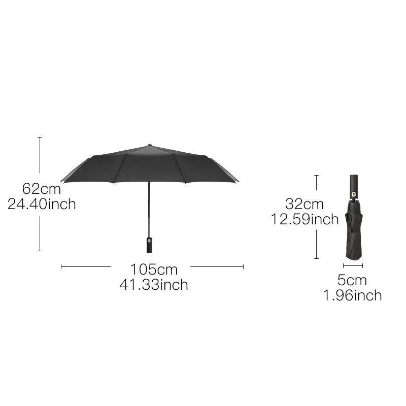 10 к складной автоматический зонт от дождя женский ветростойкий большой Ветрозащитный Зонт от дождя для мужчин с черным покрытием зонтик с коробкой сумка