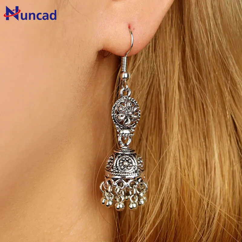 

2017 Hot Vintage Carved Earrings Female Ethnic Jewelry Hollow Out Flower Bells Drop Earrings For Women Dangle Long Accessories