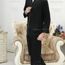 Шелк тутового шелкопряда, Мужская домашняя одежда, тяжелая Шелковая пижама M-big yards XXXXL(черный