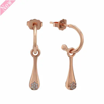 

Blush Pink Rose Gold Versatile Modern LovePods Hoop Earrings for Women Jewelry Feature Stone-Studded Detachable Droplets RFE007