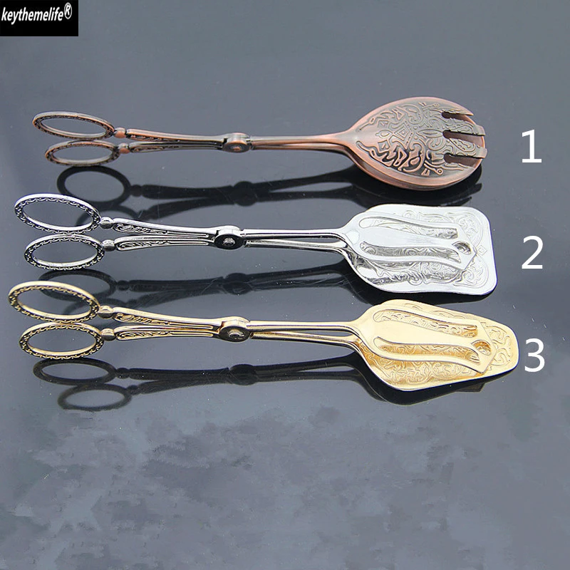 

Bread Clip Tongs Europe Retro Metal Gold Sliver Bronze Colors for Salad Cake Noodles Grip Baking BBQ Tools