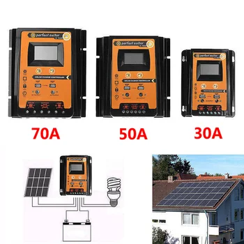 

Solar Charger Controller Automatic Identification Voltage Dual USB Solar Panel Battery Regulator LCD Display 30/50/70A