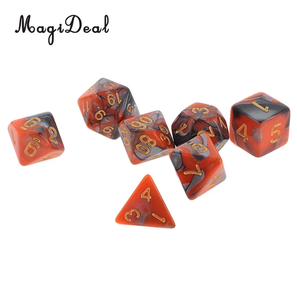 MagiDeal 7Pcs/Lot Acrylic Polyhedral Dice 16mm for Dungeons and Dragons Table Games Family Party Club Bar Funny Toys 6 Colors