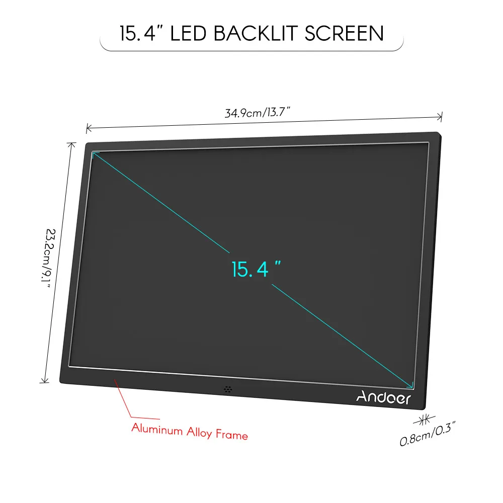 Andoer 15,4 дюймов светодиодный цифровой фоторамка 1280*800 разрешение поддержка 1080 P видео случайный воспроизведение алюминиевого сплава с пультом дистанционного управления