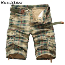 NaranjaSabor мужские шорты Модные клетчатые пляжные шорты мужские повседневные камуфляжные шорты военные Короткие штаны Мужская Рабочая одежда N516