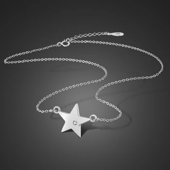 

Classic 100% 925 Sterling Silver Star Pendant Necklace Solid Silver Girl Glamour Jewelry Valentine's Day present free shipping