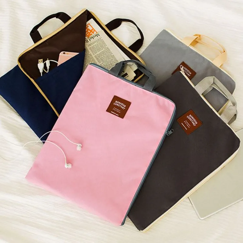 

Coloffice 1PC A4 File Products Zipper Oxford Canvas Bag Student Paper Exam Laptop Bag Briefcase File Pocket School Office