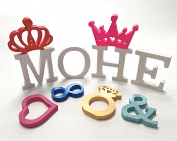 

Newest height 8cm Artificial Wood Wooden white Letters Alphabet /number/crown Birthday Home Wedding Decoration For Party gifts