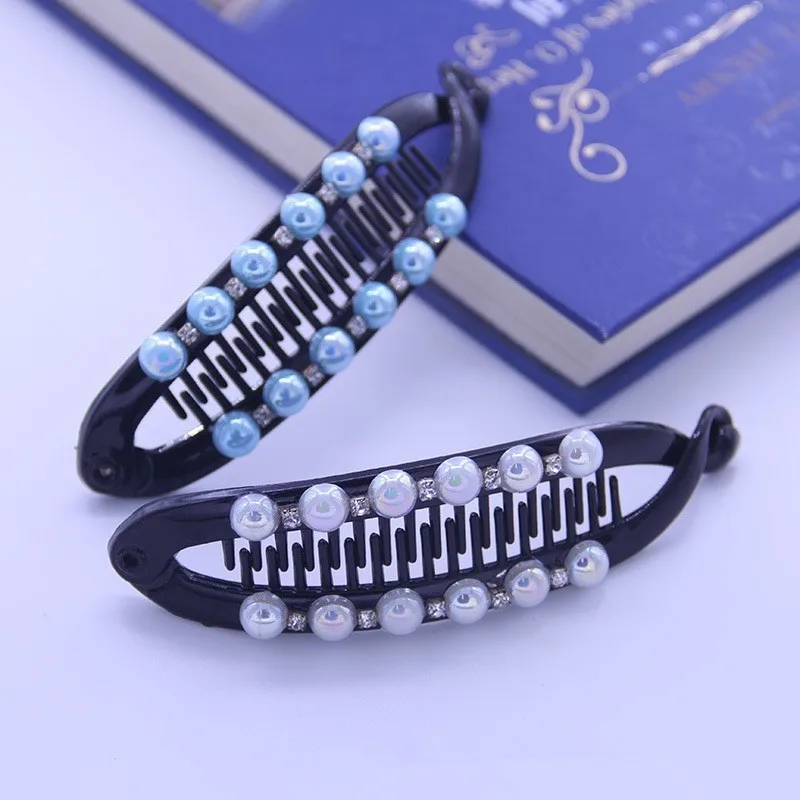 

Wholesale Headwear Pearl Rhinestone Banana Hair Clips Claws For Lady Adult Hair Combs Fashion Barrettes Hair Accessories