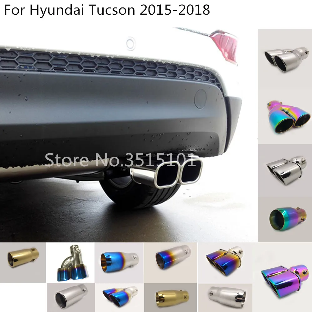 

car cover Stainless steel muffler pipe outlet dedicate exhaust tip tail 1pcs For Hyundai Tucson 2015 2016 2017 2018