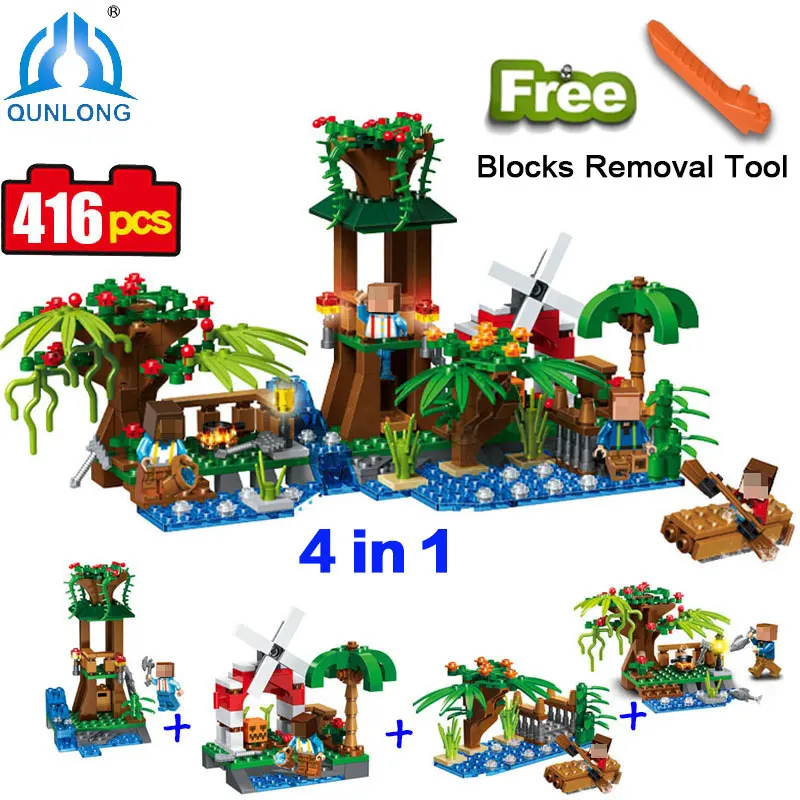 

qunlong 0525 Village Building Blocks Figures Set Educational Toy For Children Christmas Gift Compatible Legoe Minecraft City