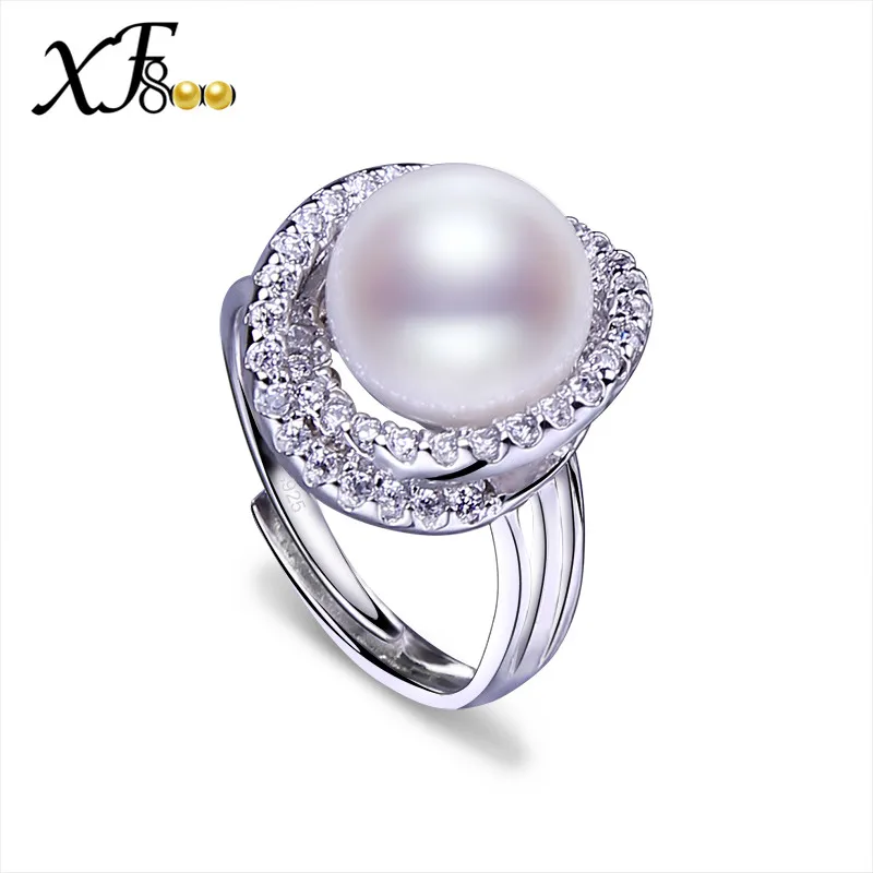 

XF800 Pearl Rings Natural Freshwater Pearl Jewelry Maxi 9-10mm Pearl Fine Jewelry Wedding Party Gift For Women R09