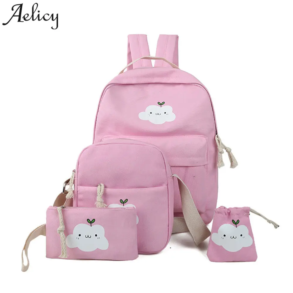 

Aelicy Luxury Women 4Pcs/set School Backpacks College School Backpack for Teenager Girl And Boys Rucksack Moclila Shoulder Bag