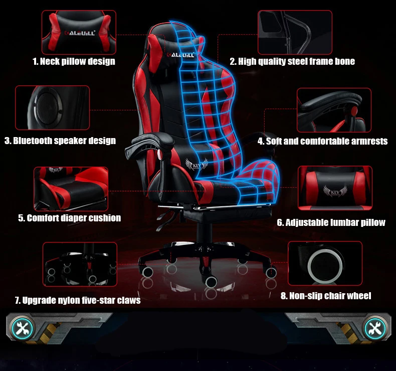 Высококачественный геймерский коврик для мыши Silla Gamer Boss стул с подставкой для ног Эргономика из искусственной кожи Esports стул