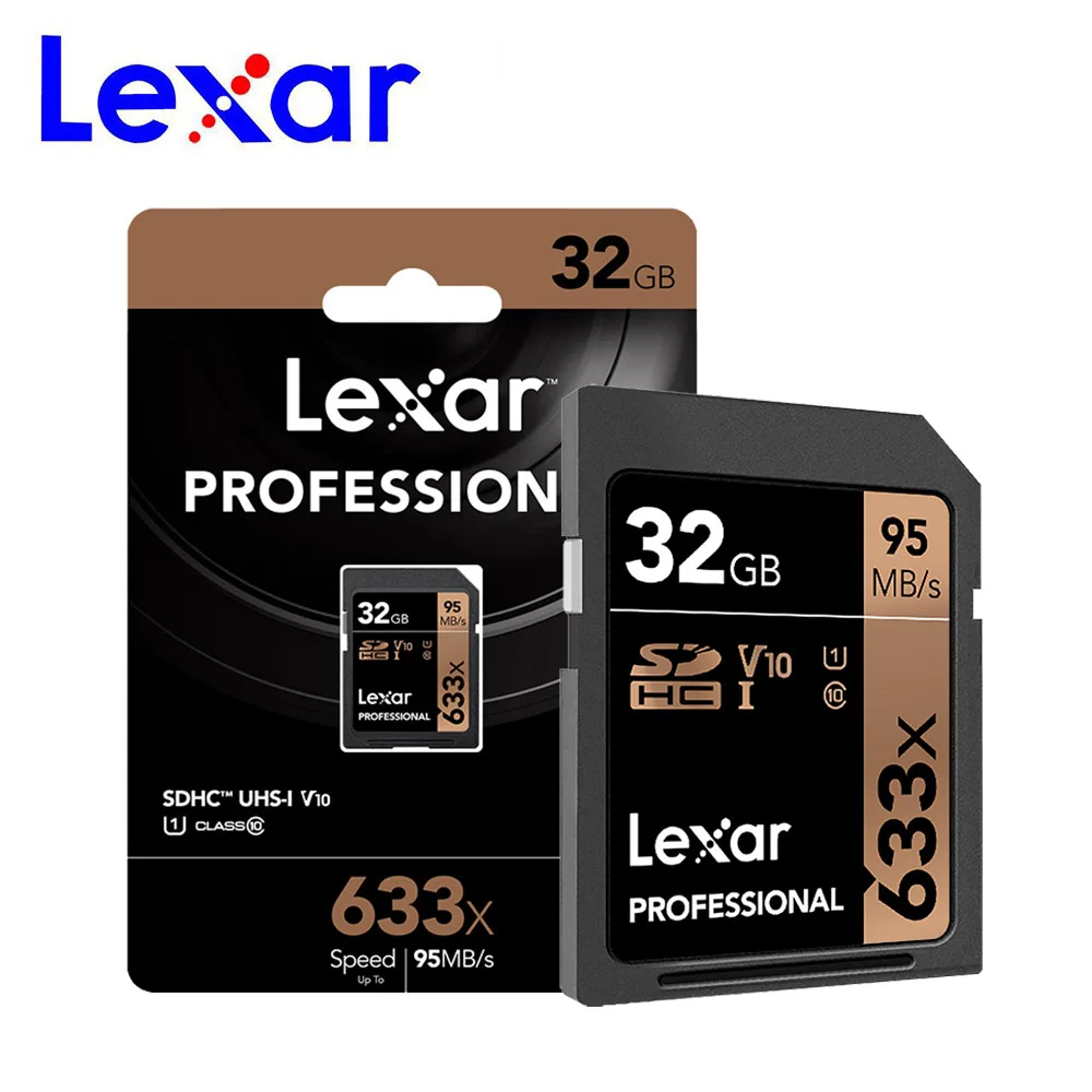 Lexar 633x32G SD карты 256 Гб карта памяти 512 ГБ UHS-I флеш-карта 128 ГБ оперативной памяти, 16 Гб встроенной памяти, высокая Скорость до Max 95 м Class10 для Камера - Емкость: 32 Гб