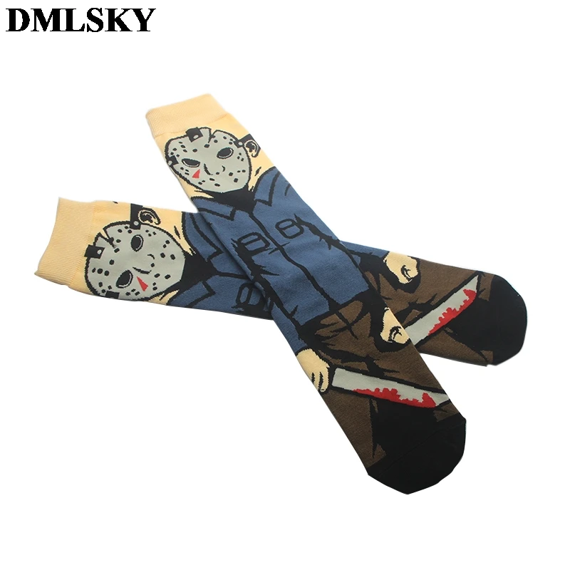 DMLSKY Friday the 13t забавные Женские носочки мужские модные хлопковые носки с 3D принтом носки с рисунками новинка носки M3720