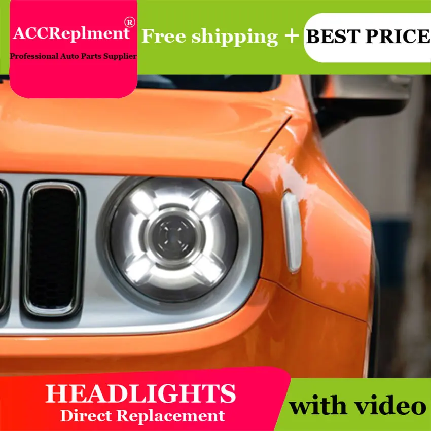 

Car styling For JEEP Renegade headlights angel eyes 2014-2015 For Renegade LED light bar Q5 bi xenon lens h7 xenon day light