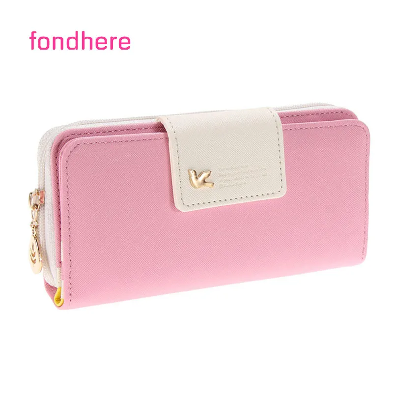 

fondhere 2019 new High Quality Women Wallet Casual Long Wallets PU Leather Ladies Purses fashion Coin Purses Card