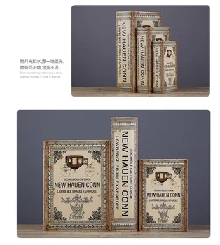 

3PC set USA decoration box Vintage Fake American European style simulation display props Book Creative ornaments mold shudang