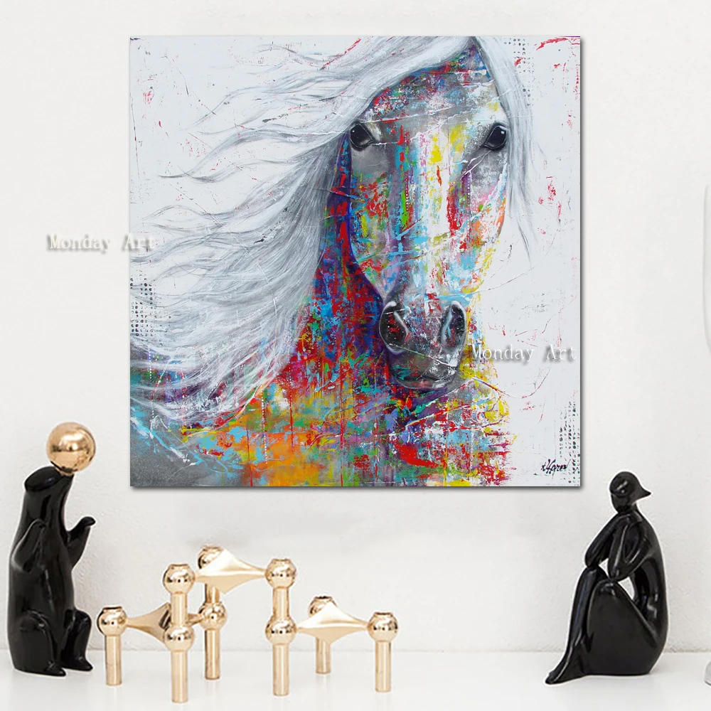 901 Horse Animal Paintings For Living Room Wall Art The Colorful Horse head Canvas Painting Wall Decoration No Frame