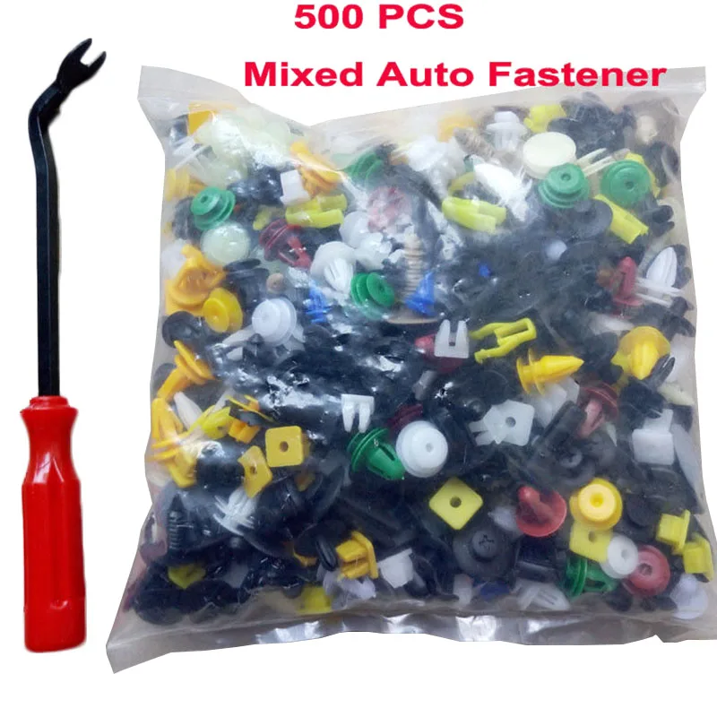 

500pcs Universal Auto Push Pin Mixed Door Trim Panel Clip Fastener Bumper Rivets Retainer Set Car Fender Bumper Door for All Car