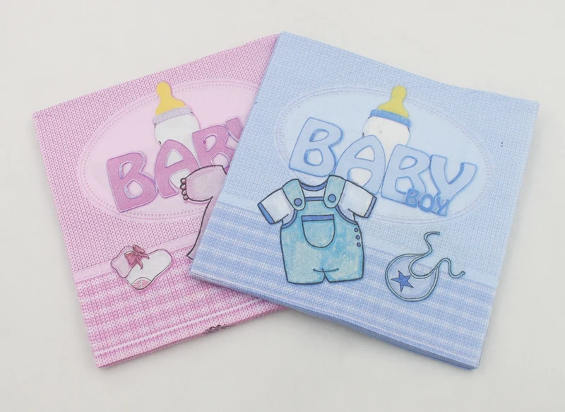 [Rainloong] Baby Shower Бумага салфетка для мальчика и девочки, Пол раскрыть вечерние ткани украшение для салфеток салфетки 33*33 см 1 упак./лот