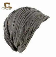 Ruffle wrinkle Slouchy hat winter Oversized Beanie Hat Ski Warm baggy cap