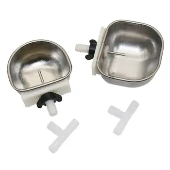 1Pc Small Pet Drinker Stainless steel Anti-scratch Rabbit Drinking Bowl Automatic Drinking Cup Animal Feeding Watering Supplies 1