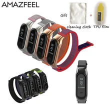 Amazfeel mi Band 3 ремешок металлический ремешок для Xiaomi mi Band 3 нейлоновые застежки браслета mi Band 3 Напульсники заменить ремешок на запястье