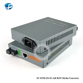 

Free shipping 1 pair singlemode fiber type DC 5V 2A HTB-GS-03 A/B Gigabit Fiber Optical Media Converter 20KM SC Port 1000Mbps