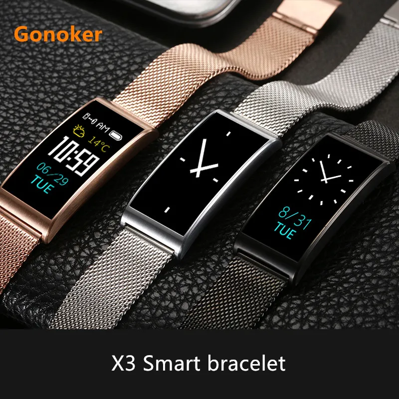 

Gonoker Fitness Band X3 Smart Bracelet Bluetooth 4.0 Smart Band Heart Rate Blood Pressure Monitor IP68 waterproof DZ09 M2 X6 A1
