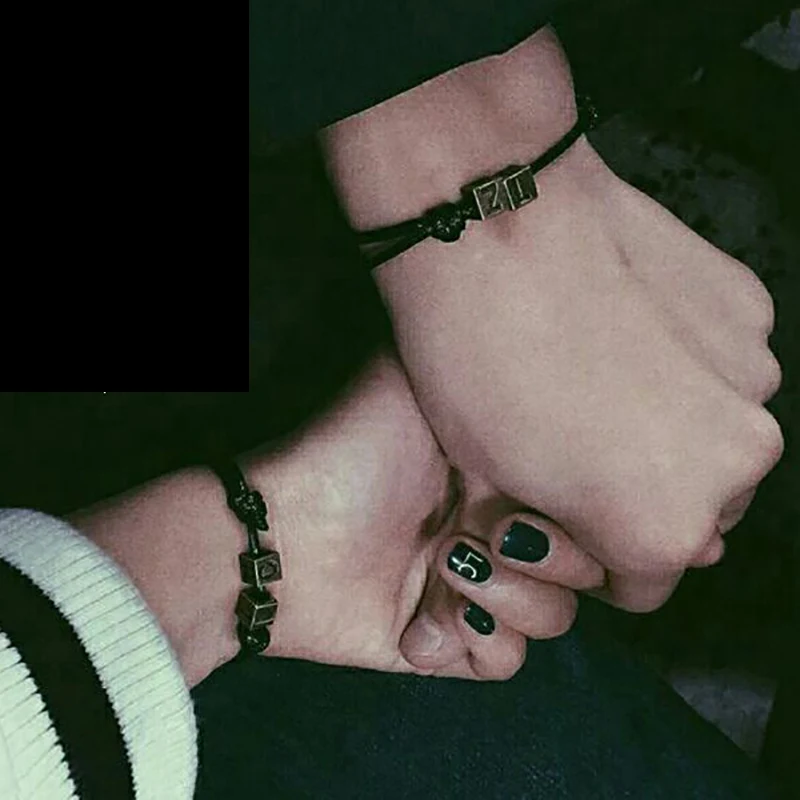 

Couple Bracelet Personalized Handmade Letter Rope Chain Braided Bracelets For Women Female Charm Jewelry Mens Bracelets 2019