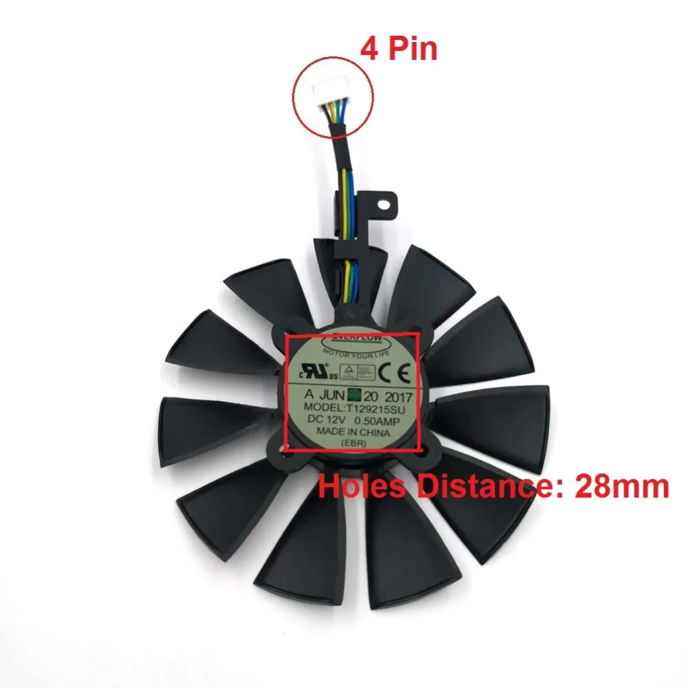 Original EVERFLOW T129215SU Graphics Replacement Fan or Cable for ASUS STRIX R9 390X 390 RX480 RX580 GTX 980Ti 1060 1070 1080 Original EVERFLOW T129215SU Graphics Replacement Fan or Cable for ASUS STRIX R9 390X 390 RX480 RX580 GTX 980Ti 1060 1070 1080