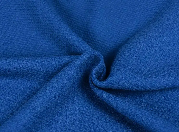 wholesale Elegant blue viscose Yarn dyed wool fabric coat, print satin floral Process tweed
