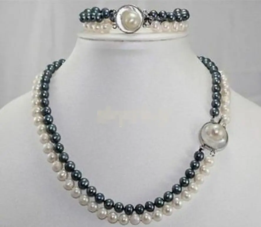 Real 10mm White Sea Shell Pearl Necklace 18/'/' Bracelet 7.5/'/' AAA