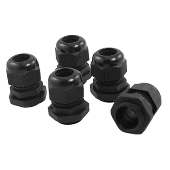 

5 Pcs PG13.5 Black Plastic Waterproof Connectors Cable Glands