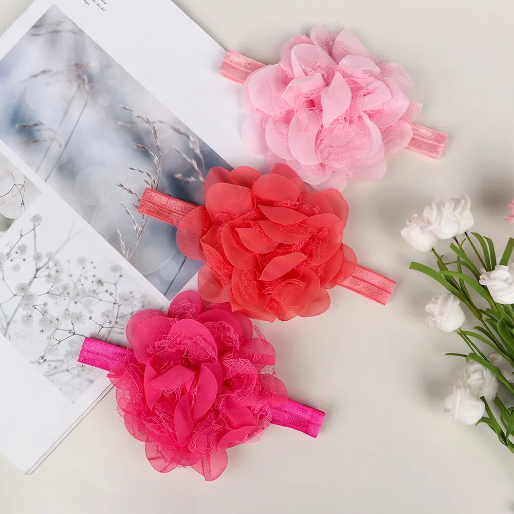 

10 Pcs Headband Multi-Color Mesh Lace Chiffon Flower Children Elastic Headbands Hair Ribbon Little Baby Girl Hair Accessories