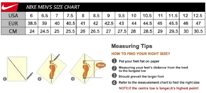 nike mens shoes size