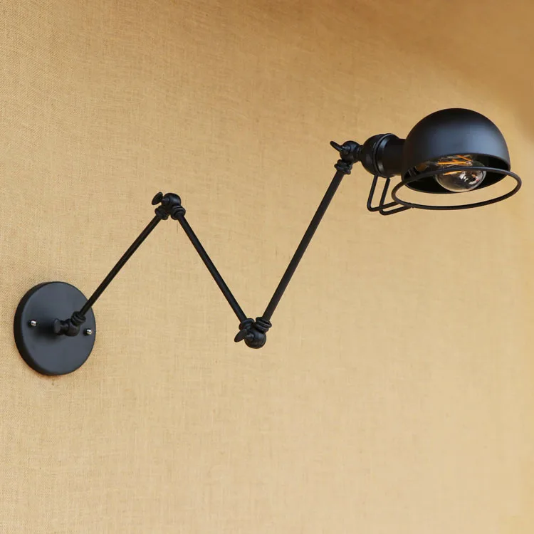 Black Loft Style Industrial Retro Vintage Wall Lamp Edison Wandlampen Swing laras Lengan Panjang Wall Light Fixtures Sconces