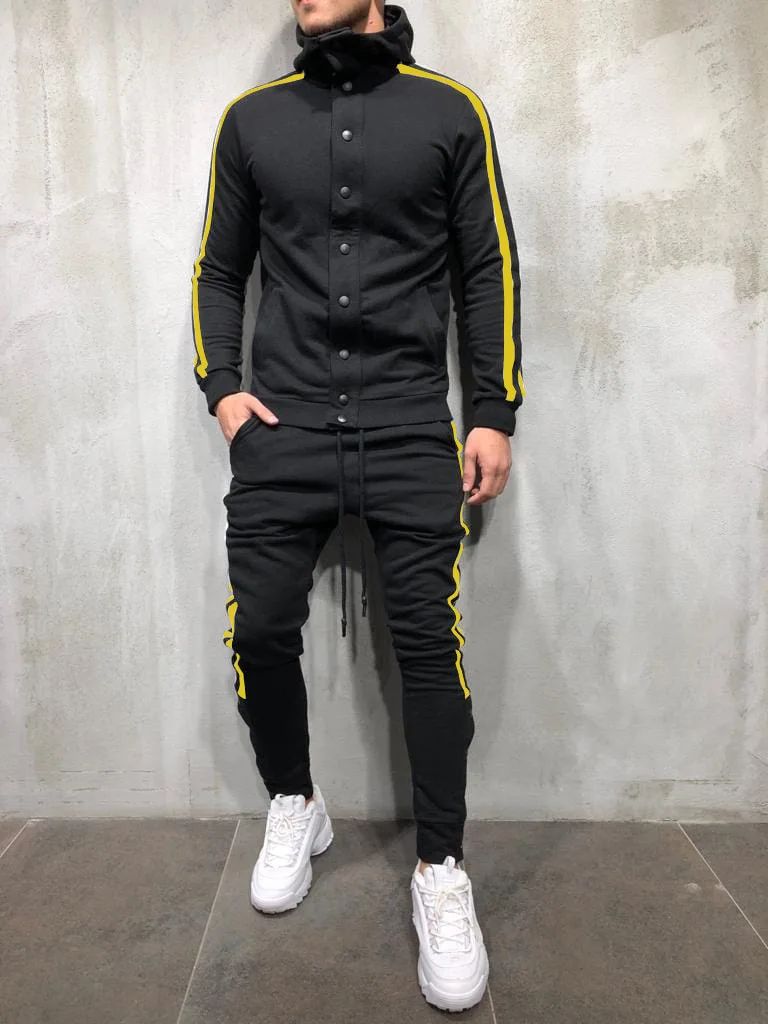 

Men Tracksuit Men hoodies stripe sweatshirt sweatpants men 2 Pieces Tracksuits Sweatsuit Hoodies joggers Pants Gym Sportswear